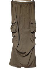 Olive Army Green Cargo Midi Skirt Utility Grunge Military Lagenlook Women's M Size M Photo 0