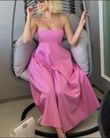 knee length dresses for ladies ZARA. Pink midi dress TM – Hibuy market main image 1