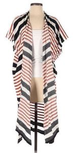 NWT LOFT Black/Tan Oversized Stripe Swim Coverup in Size XS Photo 0