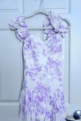 Purple And White Floral Ruffle Mini Romper Photo 0