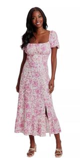London Times Floral Pink Midi Dress Photo 0
