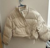 Dazy Cropped Winter Coat White Size 6 Photo 0