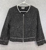 Barney’s New York  Women's Blazer Jacket Vintage Full Zip Tweed Size 6 Black White Photo 0
