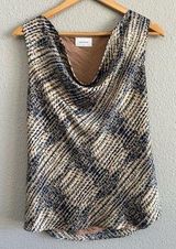 Adrienne Animal Print Satin Sleeveless Top Size Medium EUC Photo 0