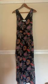Revolve EQUIPMENT Femme Everett Midi Dress Black Size 6 Moody Floral Pockets Photo 0