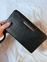 Steve Madden Black Leather Logo Wristlet Photo 0