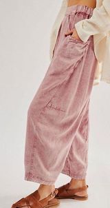Free People High Road Barrel Leg Rose Pink High Rise Slouchy Pull-On Pants Small Photo 0