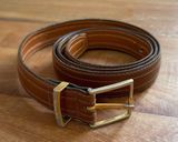 Christian Dior Vintage  Brown Italian Leather 1" Belt Gold Buckle 36” 90 Large Photo 0