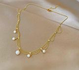 Vintage fashion Gold Plated Pearl Necklace Photo 0