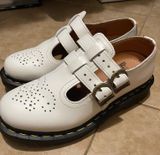 Dr. Martens 8065 Mary Jane shoes in white smooth leather.  Photo 0