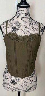 Out From Under - Urban Outfitters - Corset Top Olive Green Large NWOT Photo 0