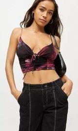 Urban Outfitters My Sweetheart Mesh Tie-Front Cropped Top in Purple Size L Photo 0