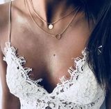 Boutique Gold Disc Layered Chain Necklace Photo 0