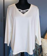 NWT . Size PL Cutout Jeweled Neckline Top Photo 0