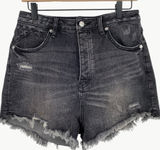 We The Free Women's Curvy Distressed High Rise Cut Off Jean Shorts Sz 31, Black Photo 0