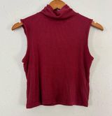 Active USA 🦋 Red Ribbed Turtle Neck Sleeveless Tank Top Medium Photo 0