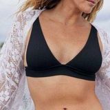 Aerie  Black Triangle Tie Back Adjustable Strap Bikini Top M Photo 0