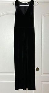 SIMPLY VERA WANG BLACK VELVET V NECK WIDE LEG JUMPSUIT Size M Photo 0