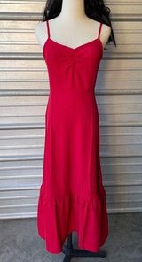 RIHOAS Red Sweetheart Neck Layered Slip Midi Dress, Size Xs, NWT Photo 0