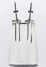 Zara White Mini Dress with Black Bow Straps Photo 0