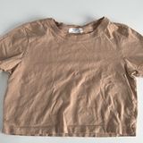 Cotton On The Baby Tee. Crewneck. Cropped. Color- tan. Size- XS Photo 0