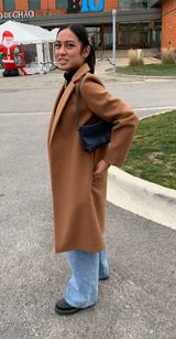 ZARA Tan Felt Texture Coat Photo 0