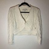 Tommy Hilfiger  Cardigan Cream Cropped Cableknit Cardigan Sz L EUC 90s Y2K Style Photo 0