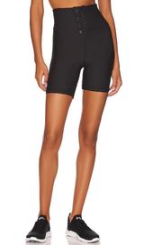WeWoreWhat Lace-up Biker Shorts in Black Photo 0
