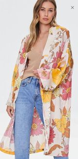 Forever 21 Floral Satin Kimono Photo 0