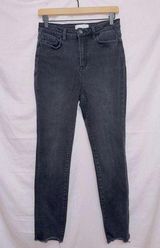 Vervet Black Wash Denim High Rise Stretch Waist Raw Hem Ankle Skinny Jeans 27 Photo 0