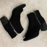 Mari A Black Suede Open Toe Zipper Ankle Booties Size 7.5 Photo 0