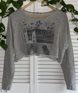 Grey Graphic LA Cropped Sweatshirt Gray Photo 0