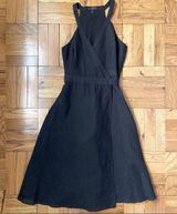 J.Crew Black Linen Cotton Strapless Flowy Wrap Dress - Small Photo 0