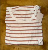 A New Day Womens Brown Stripe Ribbed Knit Short Sleeve T-Shirt Top, Size XXL Photo 0