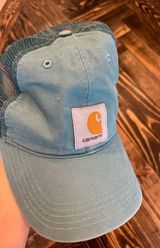Carhartt Trucker Adjustable Snap Back Hat Summer Fishing Outdoor Teal Blue Photo 0