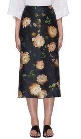 Vince Painted Rose Satin Slip Skirt in Petal Glow Photo 0