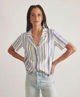 Marine layer  Lucy Resort Button Down Shirt in Cool Stripe Sz M Photo 0