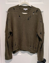 525 America Distressed Crewneck Sweater Olive Green Long Sleeve Pullover Medium Photo 0
