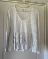 Deletta Anthropology  White Flowy Long Sleeve V-neck Photo 0
