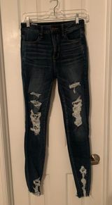 American Eagle Outfitters Distressed Dark Wash Jeans Photo 0