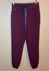 FIGS Medium Technical Collection Zamora Jogger Scrub Pants Burgundy Nurse Photo 0