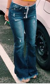 Distressed Flare Jeans Blue Size 25 Photo 0