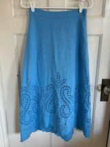 Zara blue eyelit skirt size small. Photo 0