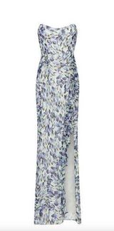 Katie May Baby Cakes Strapless Ruffle Floral Gown Blue XS Womens Photo 0