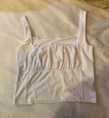 Ruched White Crop Top Size M Photo 0