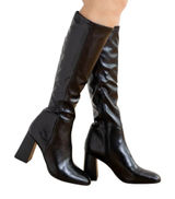 Steve Madden Tall Boot Size 8.5 Black Square Toe Chunky Block Heel NEW Photo 0