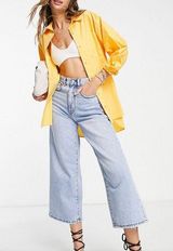 Topshop  Moto Women’s Sz 25 High Rise Wide Leg Crop Jeans Photo 0