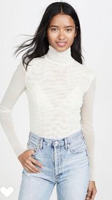 Free People Double Layer Mesh Turtleneck Long Sleeve Top Photo 0