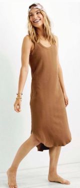 Aerie Ribbed Brown Midi Dress Photo 0