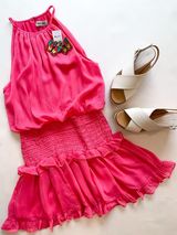 DO+BE Pink Chiffon Dress Photo 0